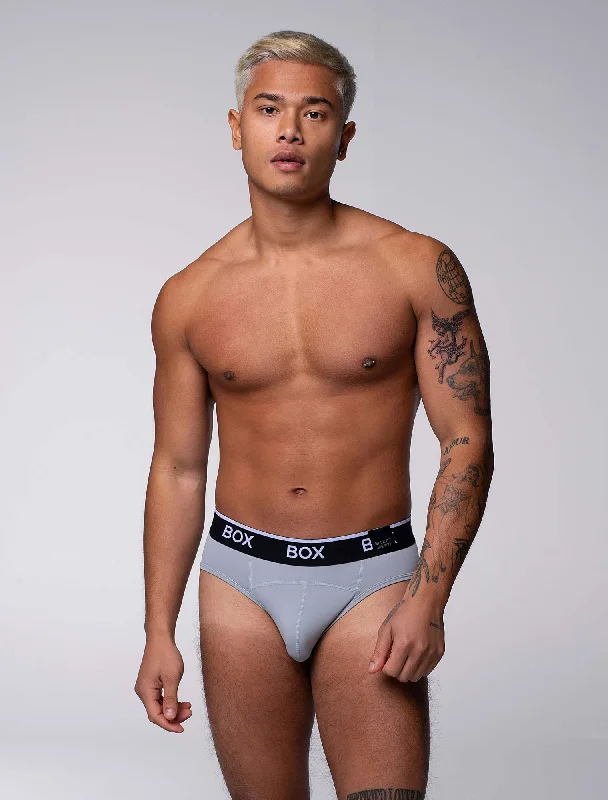 men's warm boxer briefs for coziness-Box x Elliott: Elite Briefs - Graphite Grey