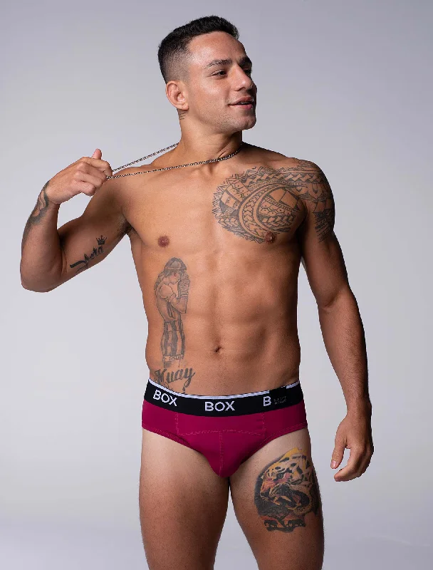 men's breathable underwear set-Box x Elliott: Elite Briefs - Rich Burgundy