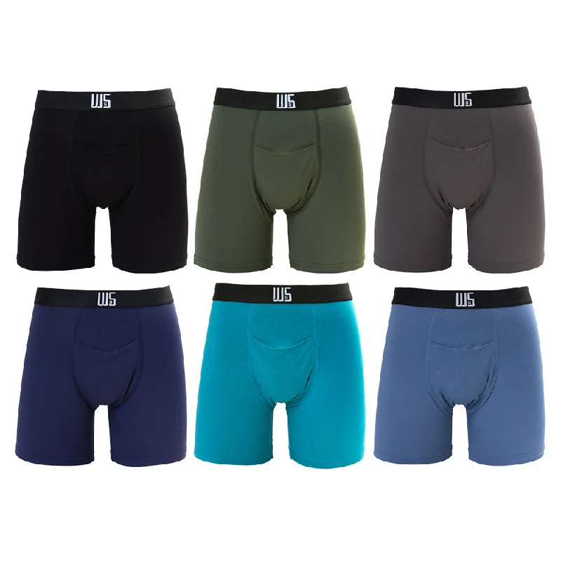 men's long-leg underwear discount-Boxer Brief 6 Pack - Bamboo Blend W/Chafe Safe Pouch