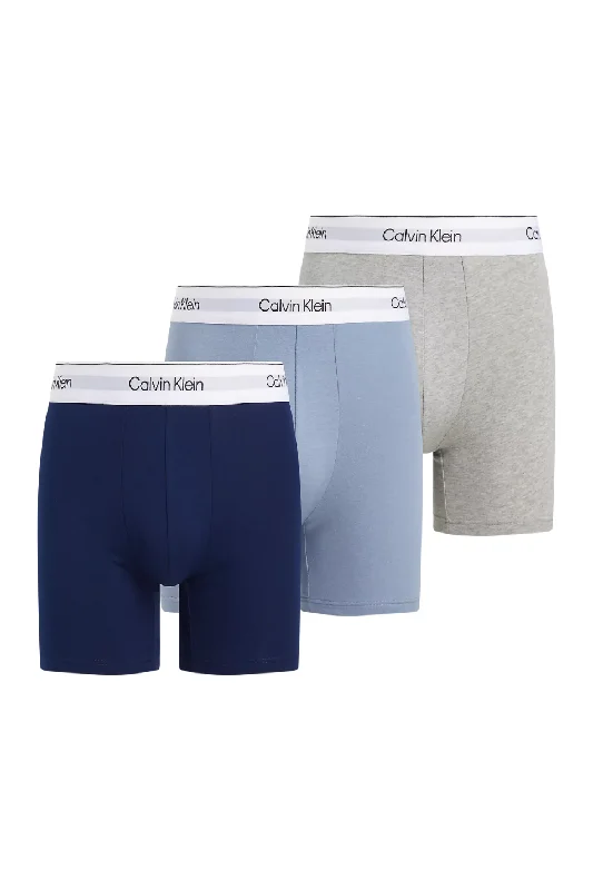 men's workout trunks for training-Calvin Klein 3 Pack Men's Icon Cotton Stretch Boxer Brief