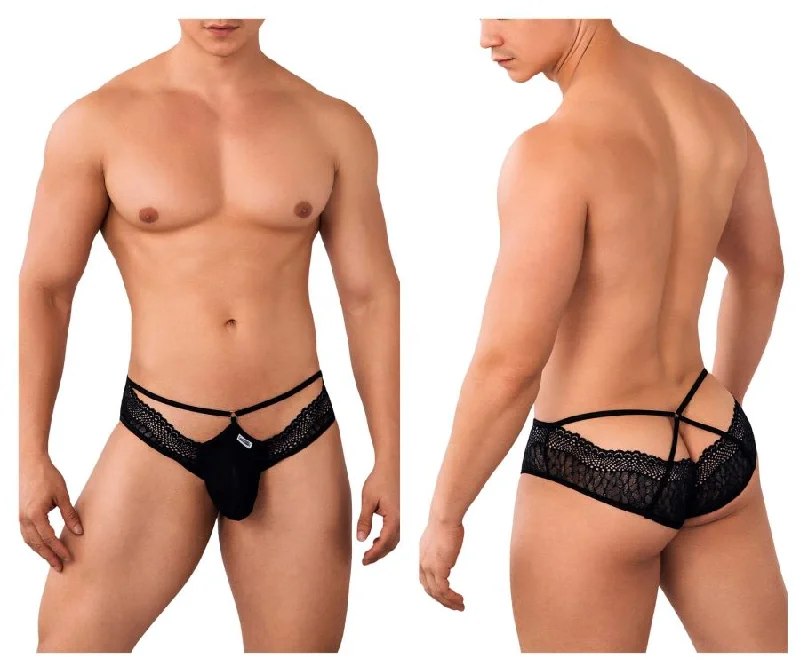 men's high-waisted underwear offer-CandyMan 99624 Lace Briefs Color Black