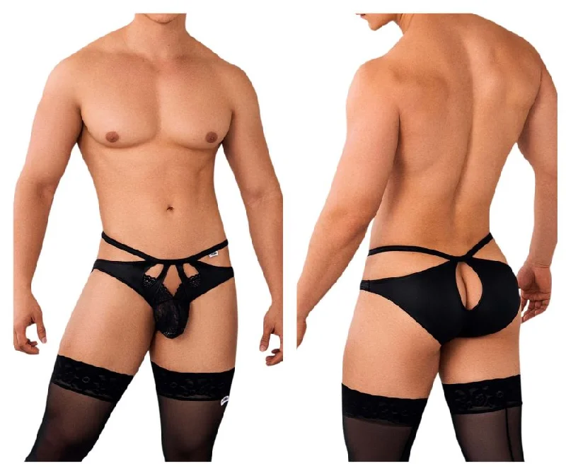 men's stretch underwear offer-CandyMan 99632 Cut out Briefs Color Black