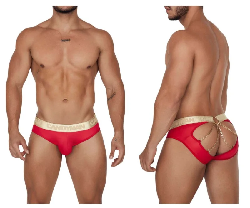 men's tagless underwear for irritation-free-CandyMan 99659 Jock Briefs Color Red