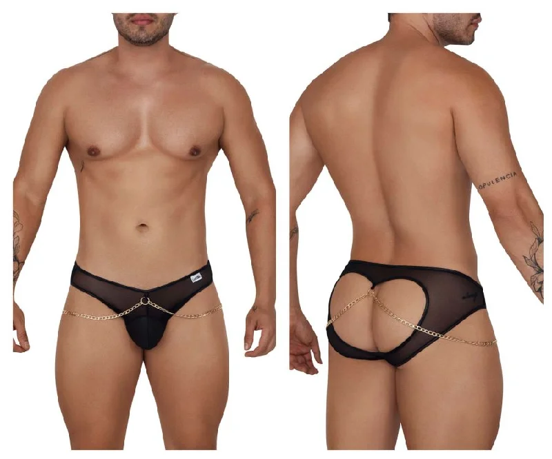 men's breathable briefs pack-CandyMan 99672 Chain Jock Briefs Color Black