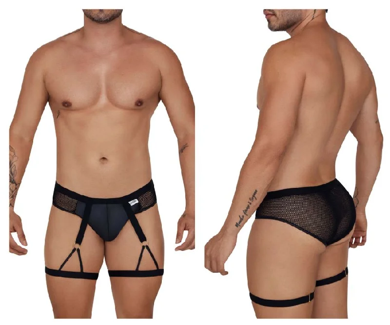 men's anti-slip trunks-CandyMan 99684 Garter Briefs Color Black