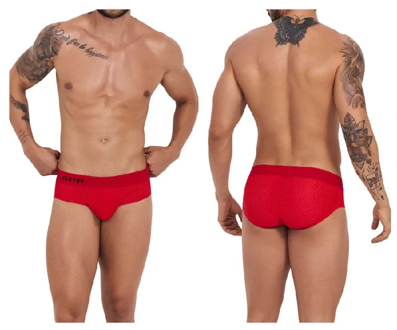 men's moisture-wicking trunks-Clever 1208 Euphoria Briefs Color Red