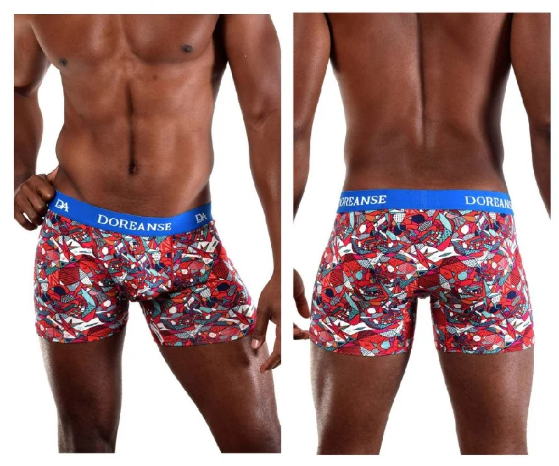 men's plain boxer briefs-Doreanse 1703-PRN Pop Art Trunks Color Printed