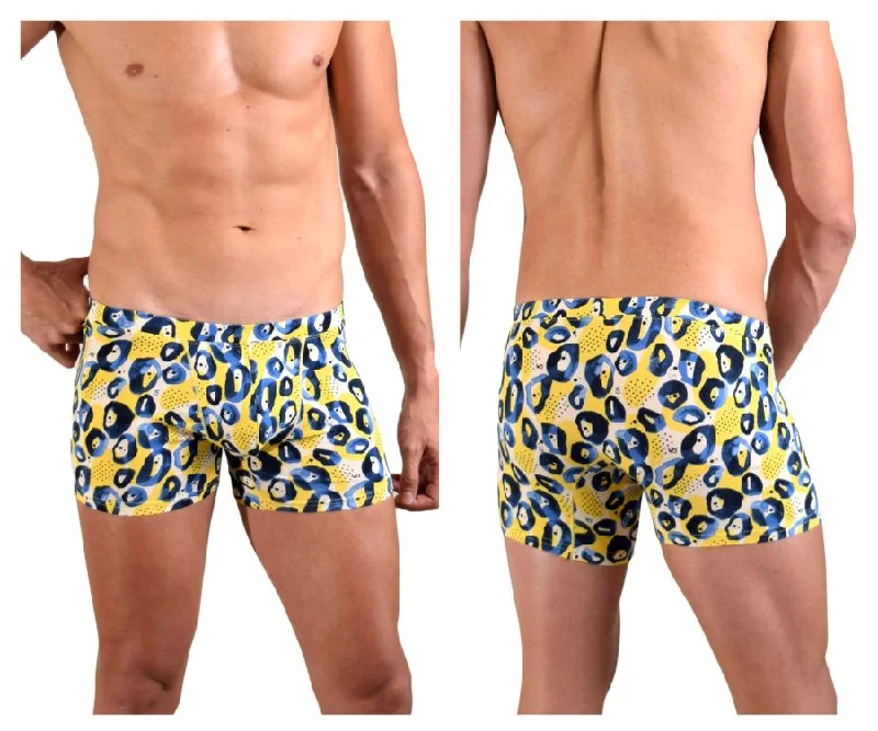 men's modal underwear delivery-Doreanse 1799-PRN Leopard Art Boxer Briefs Color Printed