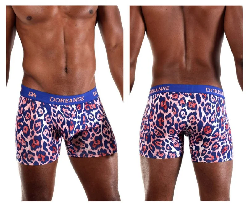 men's low-rise boxer briefs-Doreanse 1801-PRN Jaguar Trunks Color Printed