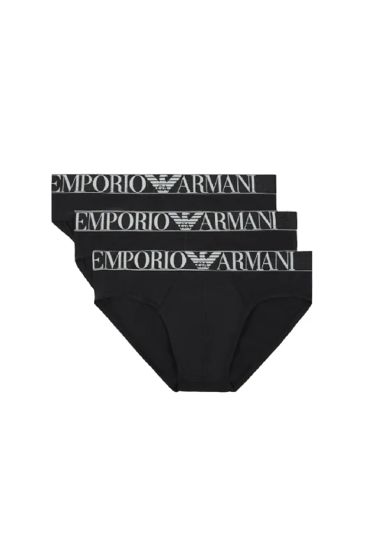 men's loose-fit underwear for relaxation-Emporio Armani 3 Pack Men's Cotton Stretch Brief