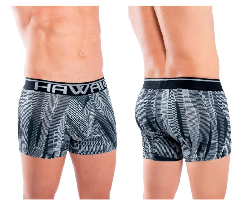 men's slim-fit trunks-HAWAI 42121 Printed Athletic Trunks Color Black