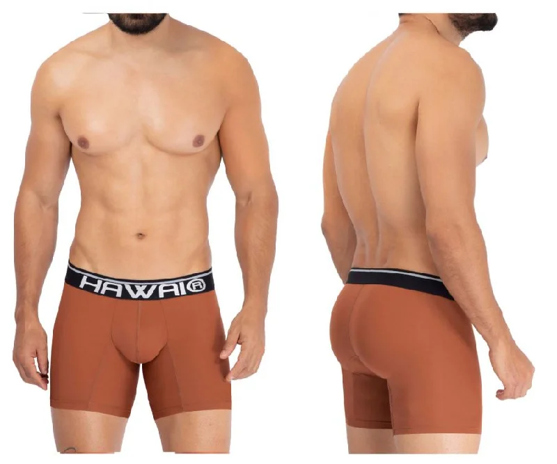 men's lightweight boxer shorts-HAWAI 42171 Solid Microfiber Trunks Color Amber