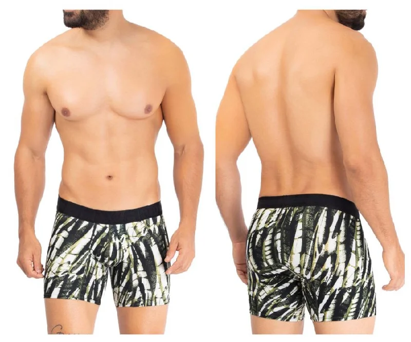 men's slimming briefs-HAWAI 42172 Printed Microfiber Trunks Color Military Green