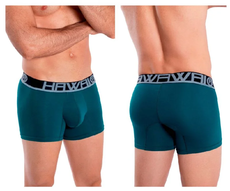 men's soft trunks-HAWAI 4986 Solid Athletic Trunks Color Green