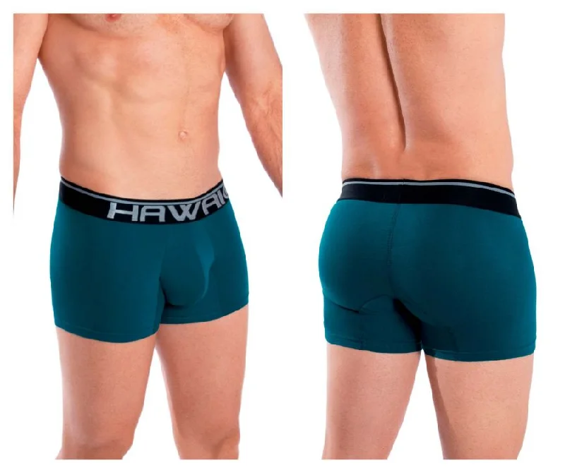 men's organic trunks-HAWAI 4986 Solid Athletic Trunks Color Petrol