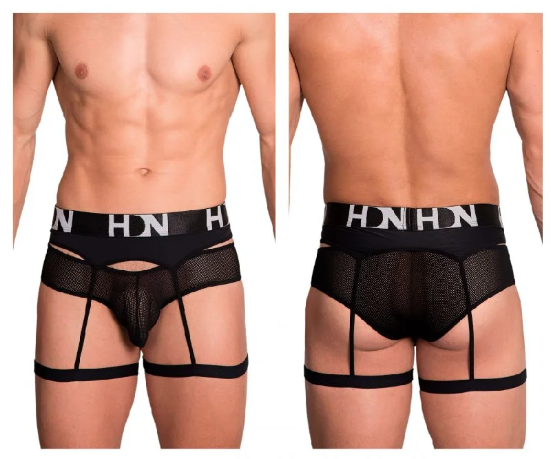 men's luxury underwear delivery-Hidden 953 Garterbelt Briefs Color Black