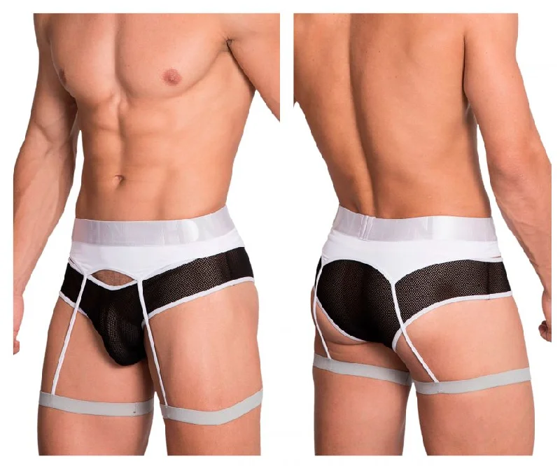 men's premium underwear bundle-Hidden 953 Garterbelt Briefs Color White