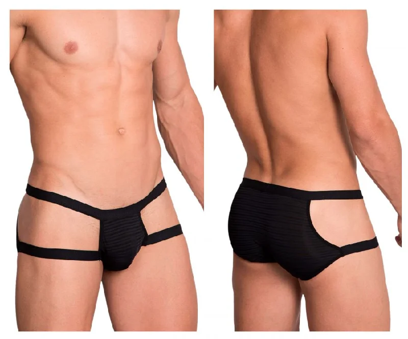 men's seamless underwear service-Hidden 958 Open Side Briefs Color Black