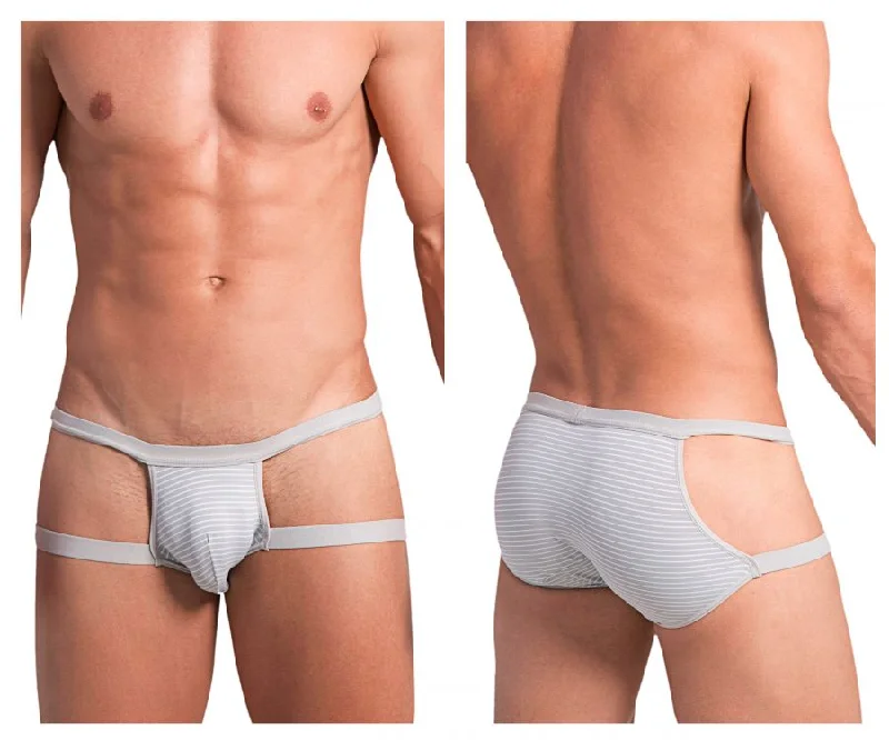 men's fitted underwear set-Hidden 958 Open Side Briefs Color Gray