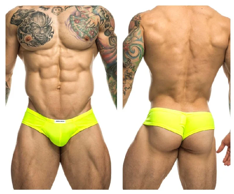 men's plain underwear pack-JUSTIN+SIMON XSJ22 Cheek Briefs Color Neon Green