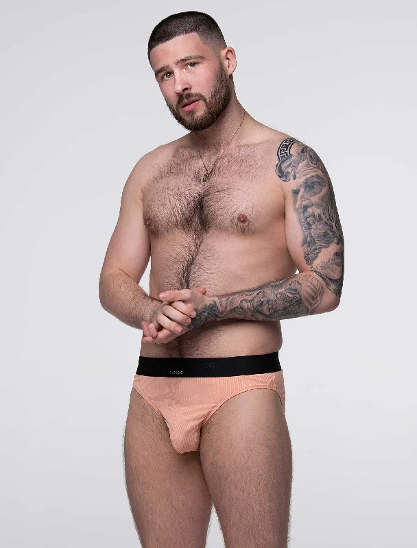 men's anti-odor underwear pack-Mens Classic Ribbed Briefs - Peach