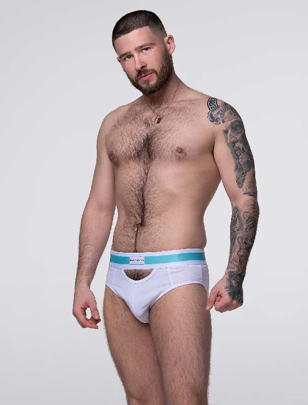 men's anti-chafing underwear multipack-Mens Cut-Out Briefs - White