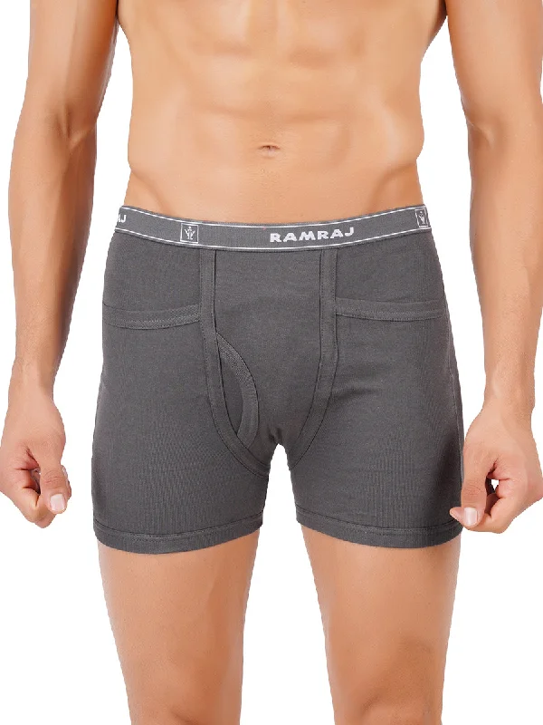 men's modal underwear-Men Snug Fit Soft Combed Rib Pocket Trunks Plus size  Arrow-Pack of 2