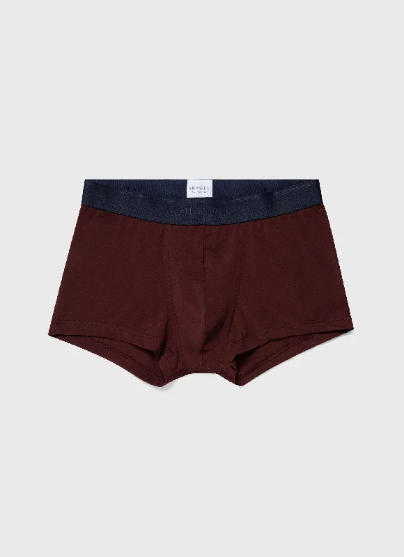 men's anti-odor underwear for long days-Men's Stretch Cotton Trunks in Maroon