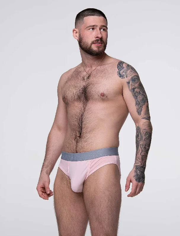 men's compression briefs-Mesh Panel Briefs - Peninsula Peach