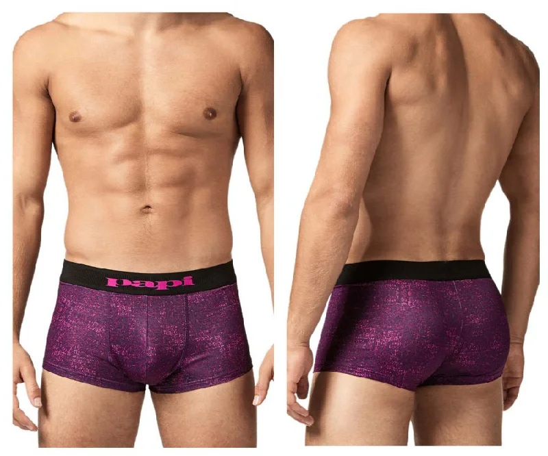 men's travel underwear-Papi UMPA050 Fashion Microflex Brazilian Trunks Color Purple Pixel Print