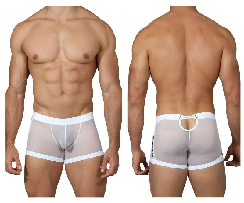 men's hypoallergenic boxer briefs-Pikante PIK 0220 BFF Mesh Trunks Color White