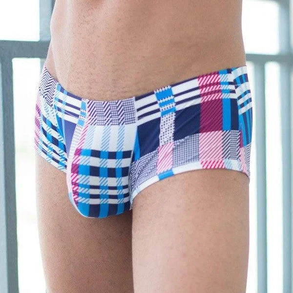 men's silk underwear-Plaid Mini Trunks