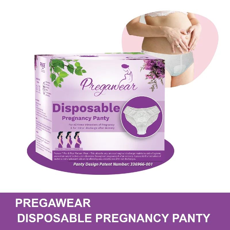 men's eco-friendly boxer briefs for earth-Maternity Panties with Pads (Disposable) for Minor Pregnancy Spotting / Discharge for All 3 Trimesters, Microbe Protected. --Pregawear Disposable Pregnancy Panty