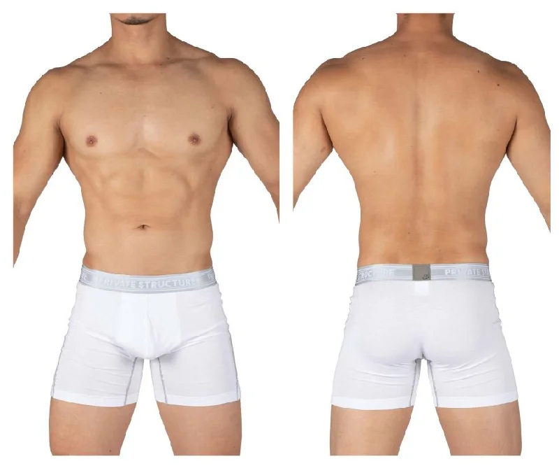 men's hypoallergenic boxer briefs for care-Private Structure PBUT4380 Bamboo Mid Waist Boxer Briefs Color Bright White