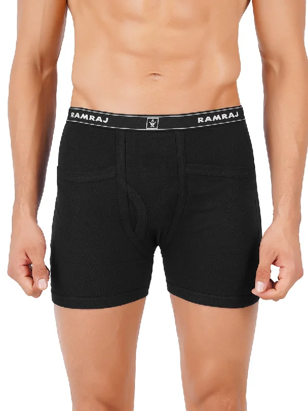 men's soft underwear-Men Fine Jersy Pocket Trunk  Black Softex (2PCs Pack)