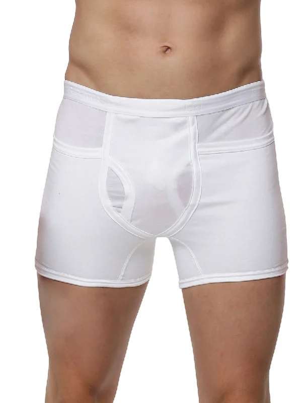 men's warm underwear-Soft Combed Fine Jersy White Plus Size Pocket Trunks Target (2PCs Pack)