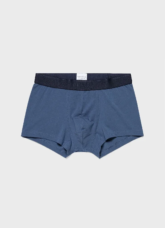 men's high-waisted underwear for support-Men's Stretch Cotton Trunks in Atlantic Blue