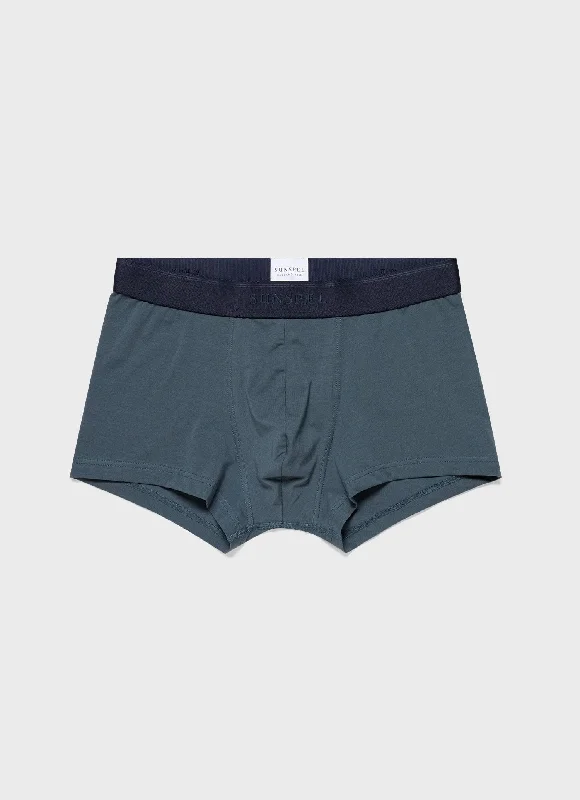 men's patterned underwear for style-Men's Stretch Cotton Trunks in Dark Petrol