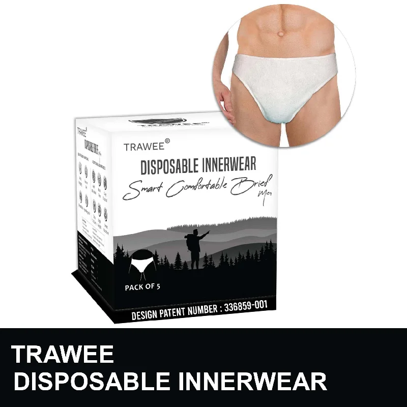 men's plus-size underwear-Brief Style Disposable Travelers Hygiene Innerwear, All Day Odorless, Lightweight with Fungal Protection. Trawee (Men) - Disposable Innerwear