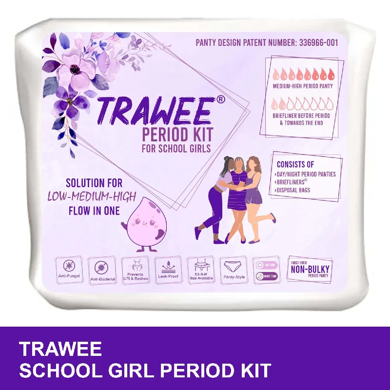 men's performance trunks for activity-Period Panties for School Girls.Disposable Menstrual Panties with High Absorption capacity Liners. Hygienic Leak-Proof protection for long School-hours without Stains or Wetness.TRAWEE- School Girl Period Kit.