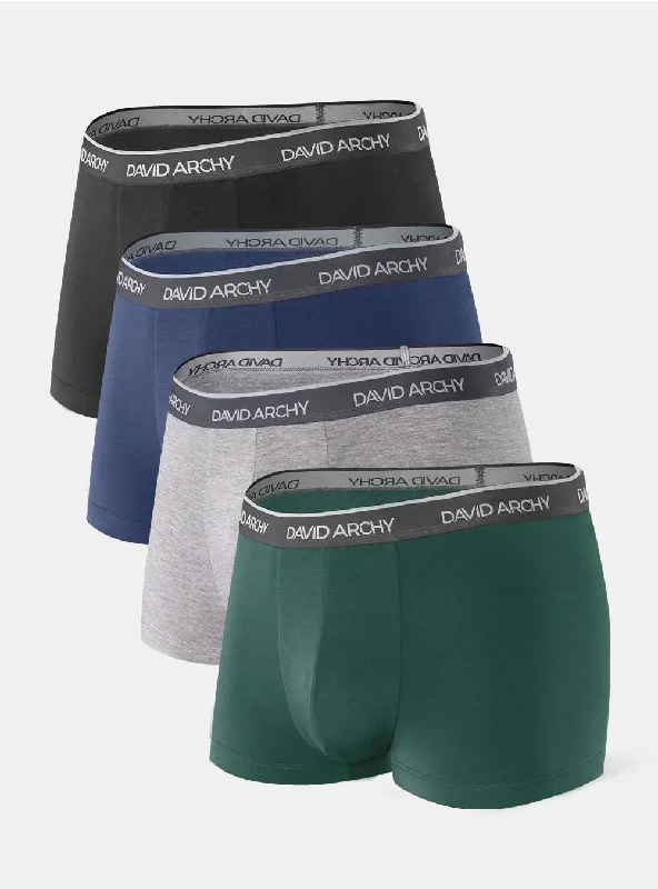 men's fitted briefs-4 Packs Bamboo Rayon Trunks