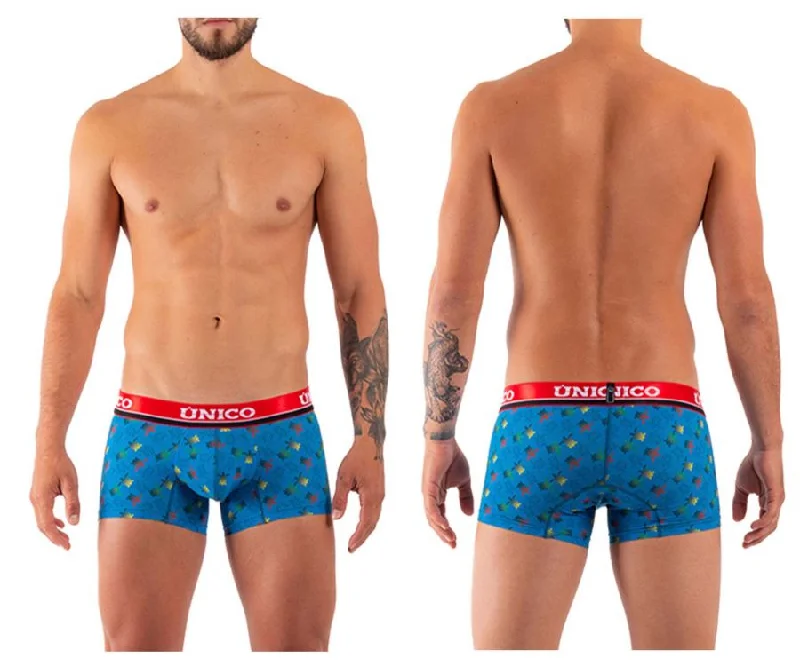 men's anti-chafing underwear-Unico 21100100103 Marine Trutles Trunks Color 63-Blue