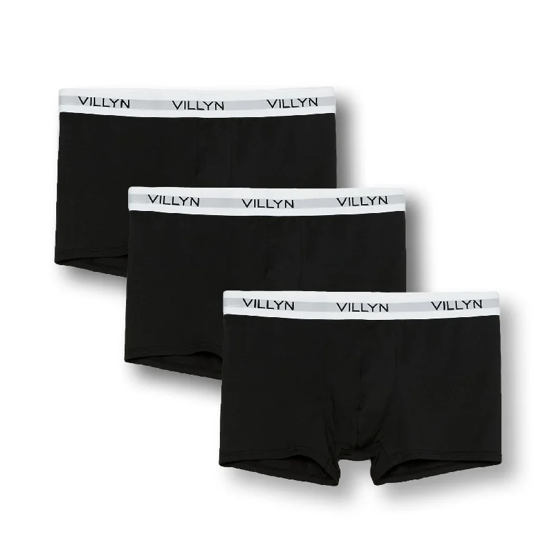 men's modal trunks-VILLYN Origin 3 BLACK Modal Boxer-Trunks