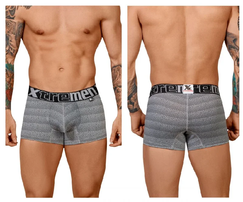 men's everyday boxer briefs pack-Xtremen 51449C Geometric Jacquard Trunk Color Gray