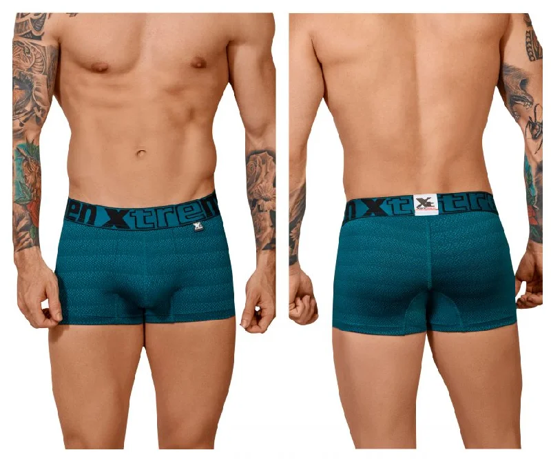 men's high-waisted boxer briefs pack-Xtremen 51449C Geometric Jacquard Trunk Color Petrol