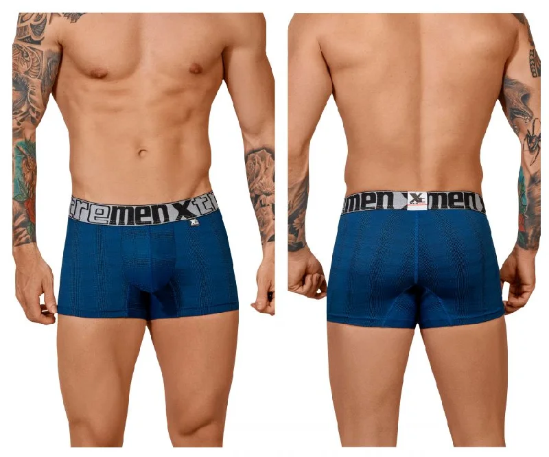 men's patterned boxer shorts pack-Xtremen 51451C Geometric Jacquard Trunk Color Blue