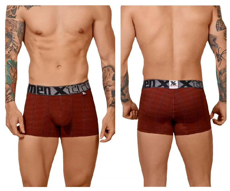 men's durable boxer shorts pack-Xtremen 51451C Geometric Jacquard Trunk Color Red