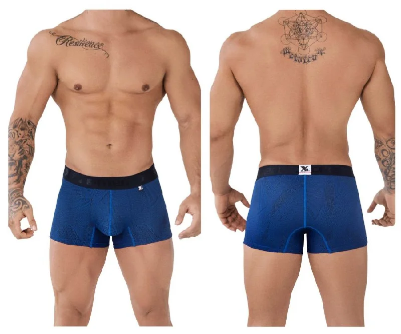 men's warm trunks-Xtremen 51477C Microfiber Jacquard Trunks Color Blue