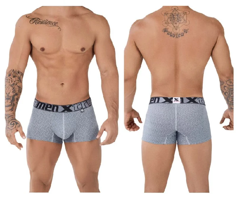 men's anti-slip trunks-Xtremen 51478C Microfiber Jacquard Trunks Color Gray