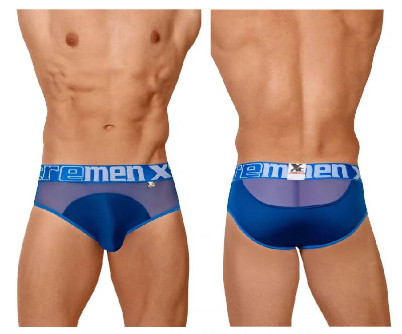 men's plain boxer shorts for basics-Xtremen 91059 Peekaboo Mesh Briefs Color Blue